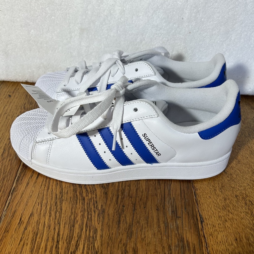 Adidas Mens Size 9 Superstar II White Blue Sneaker Shoes